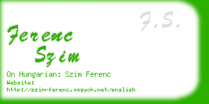 ferenc szim business card